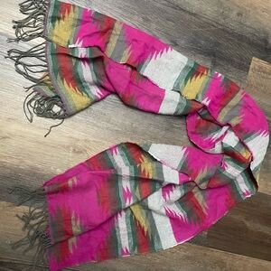 Vibrant Pink and Multicolor Patterned Scarf